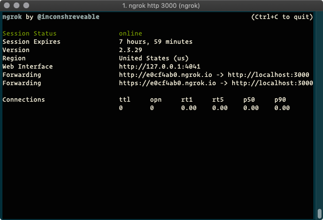 ngrok running on the command line